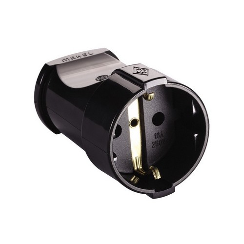 Штепсель гнздо с/з черный (М)