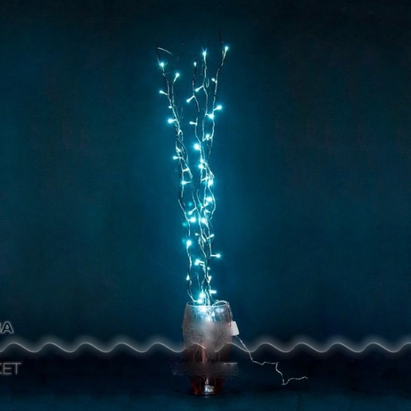 Ветки серебрянные 120см 50 белых LED 6400К 230V, LD206B-indoor