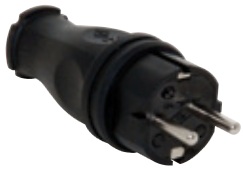 Вилка переносная (каучук) 2P+E, 16A, 220-240V, IP44