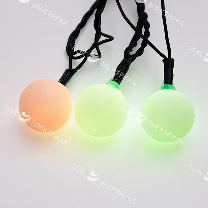 Гирлянда светодиодная "Шарики" 5м d30мм 25LED RGB 6Вт 220-240В IP20 провод ПВХ темн. зел. Neon-Night