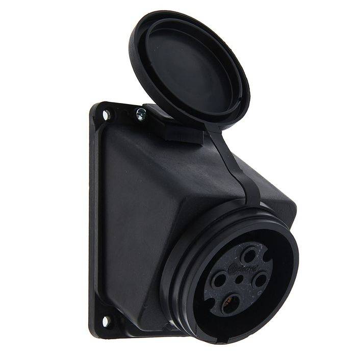 Розетка настенная угловая с крышкой 3Р+Е 32 А 380-415В