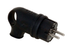 Вилка переносная угловая с кольцом (каучук) 2P+E, 16A, 220-240V, IP44