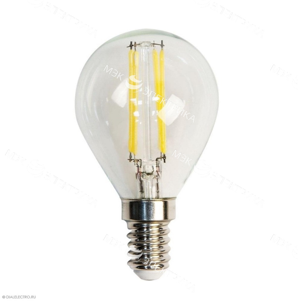 FL-LED Filament G45 6W E14 3000К 220V 600Лм 45*75мм FOTON_LIGHTING - лампа шарик прозрачная