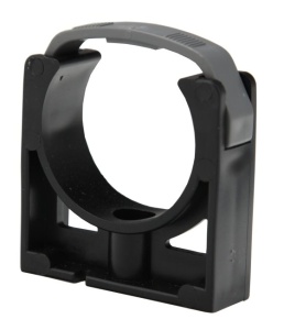 Держатель с защелкой для труб, д. 50 мм, полистирол, черный 