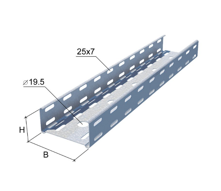 Лоток перф. 3000х200х50х0,7мм (дл.3м) "Стандарт"