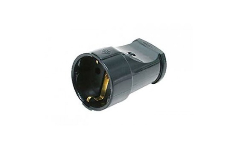 Штепсельное гнездо с/з на кабель, черное Makel 10053(M)