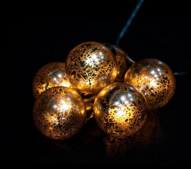 Гирлянда "шары стеклянные золотистые", CL110 