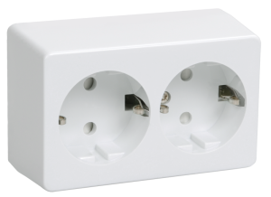 Розетка 2х местная с з/к для открытой установки РС22-3-ББ 