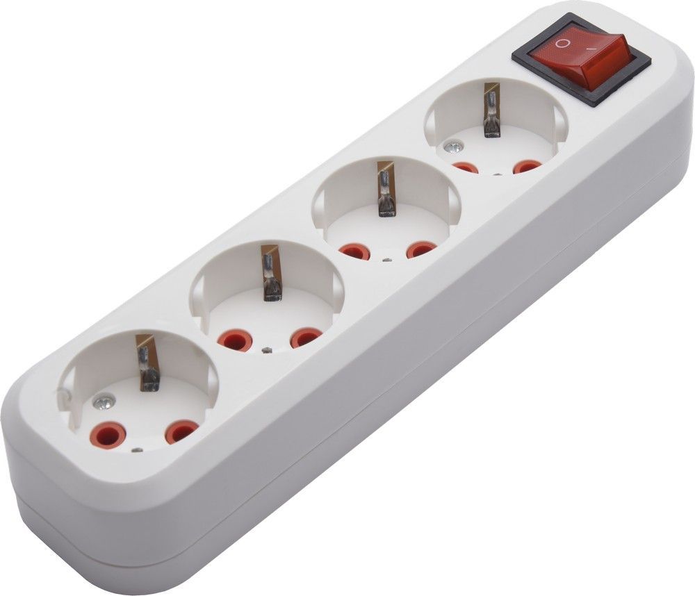 PST16-410-20 Розетка переносная разборная, на 4 гнезда с заземлением, 250В, 16A, IP20, белая