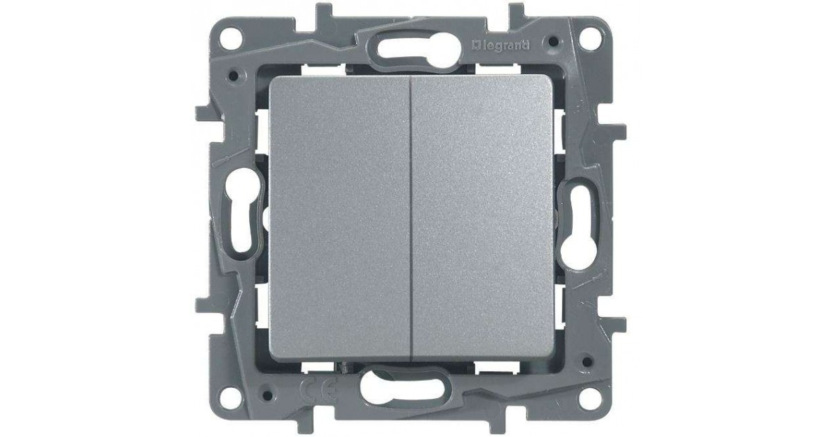 Переключатель проходной 1-кл. СП Valena 10А IP31 250В механизм алюм. Leg 770106