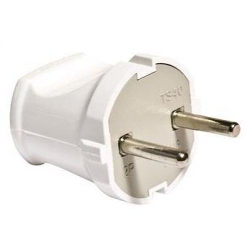 Вилка штепсельная с\з белая MAKEL 