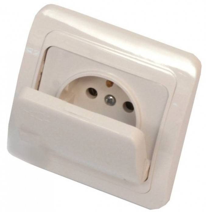 Евро.розетка 1м скр\п с крышкой слоновая кость "ВАЛЕРИ"