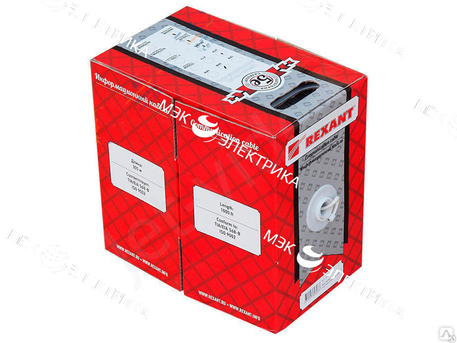Кабель витая пара F/UTP кат.5E 4х2х24AWG медь МЖ сер. (305м) Rexant 01-0145