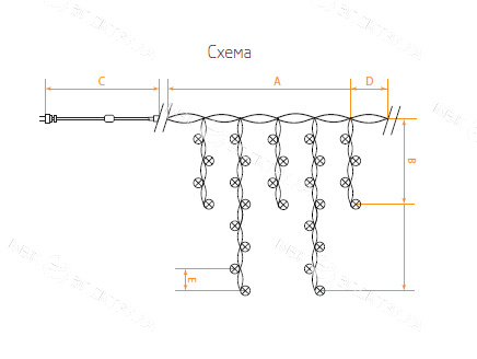 Гирлянда светодиодная "Бахрома", белый, CL16 25 подвесов
