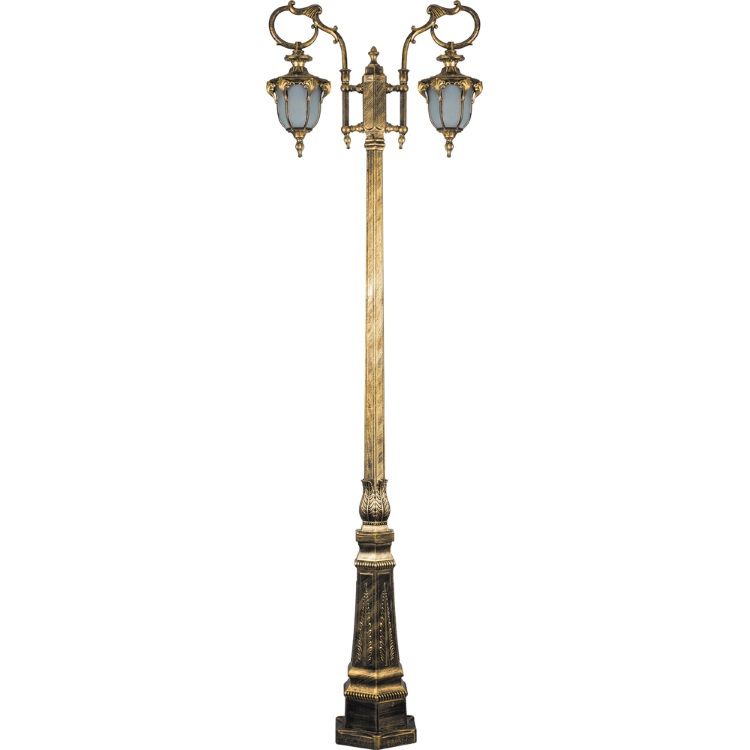 Светильник садово-парковый 2*60W 230V E27 черное золото, PL4058 "Флоренция" Feron