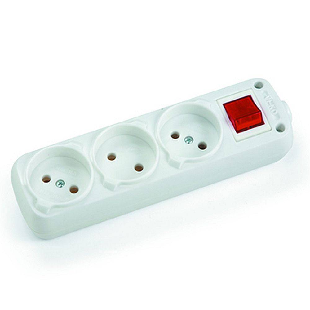 Колодка 3 гнезда б\з с выкл (М)