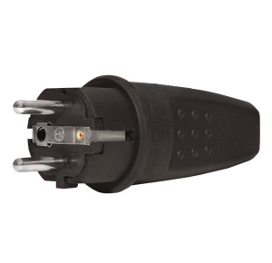 Вилка прямая с заземляющим контактом каучук 250В 16А IP44