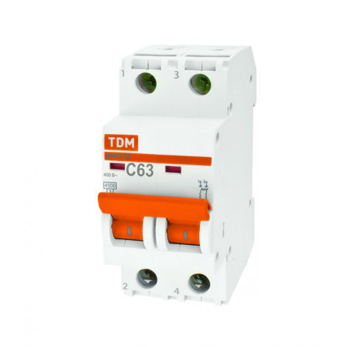 Автоматический выключатель ВА47-29 2P 63А 4,5кА С TDM