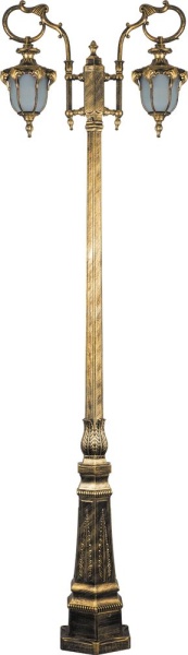 Светильник садово-парковый 2*60W 230V E27 черное золото, PL4048 "Флоренция" Feron