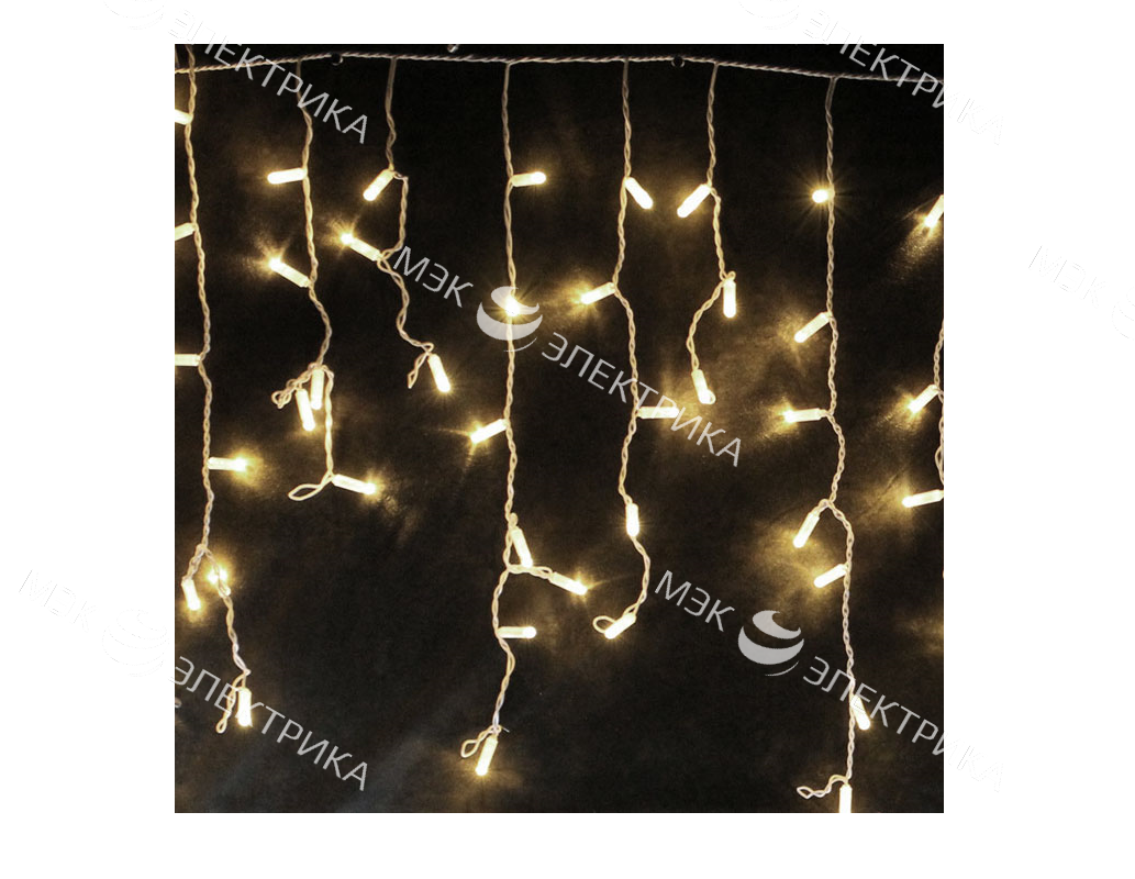 Гирлянда светодиодная "Айсикл" (бахрома) 2.4х0.6м 88LED тепл. бел. 7Вт 230В IP65 провод бел. Neon-Ni