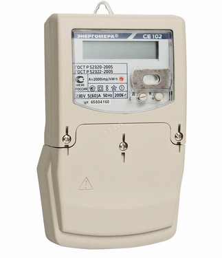 Электросчетчик СЕ102M S7 145-JV 5(60)А/230В многотарифный, оптопорт, контроль вскр.клеммной крышки