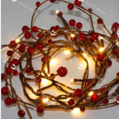 Гирлянда светодиодная "Красные ягоды на лозе", 1.7м, CL557