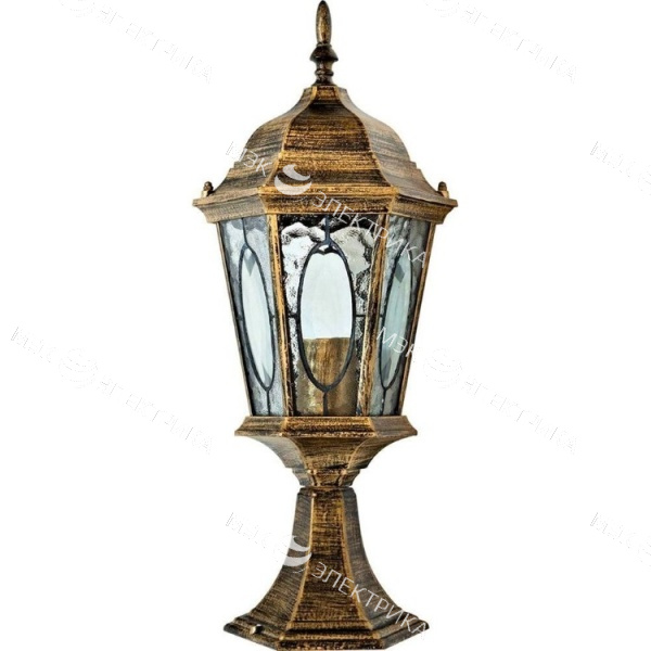 Светильник садово-парковый 60W 230V E27 черное золото, PL163 "Витраж" Feron