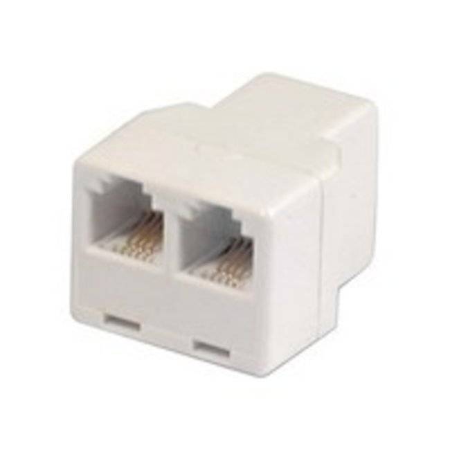 Двойник тел. гнезд.-2 гнезд. 6P-4C бел. Rexant 03-0032