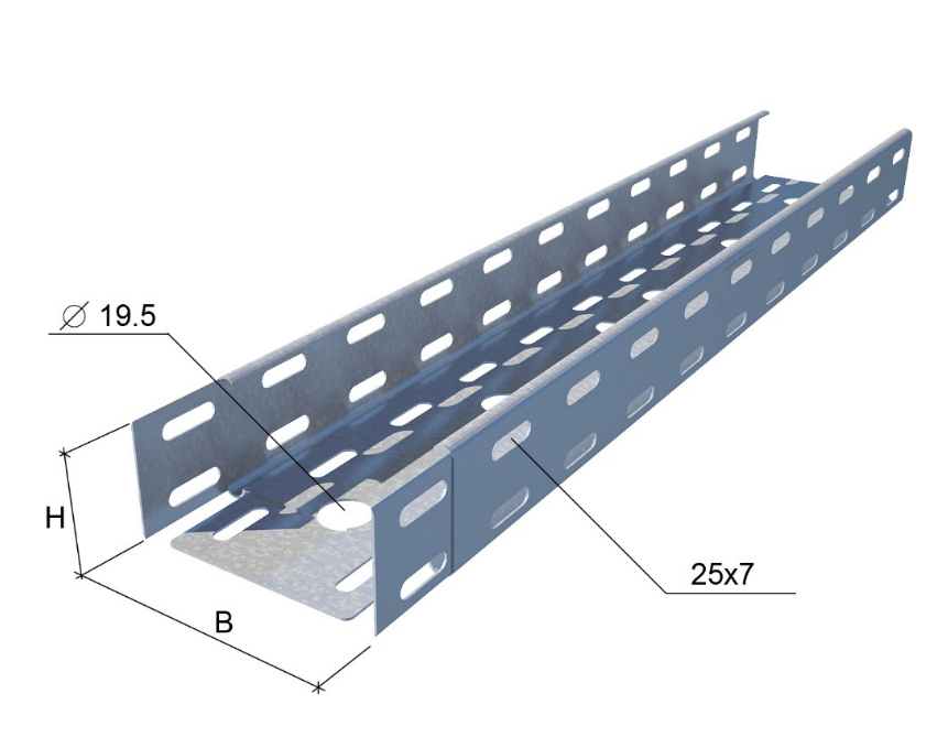 Лоток перф. 3000х200х50х0,7мм (дл.3м) "БЫСТРЫЙ МОНТАЖ"