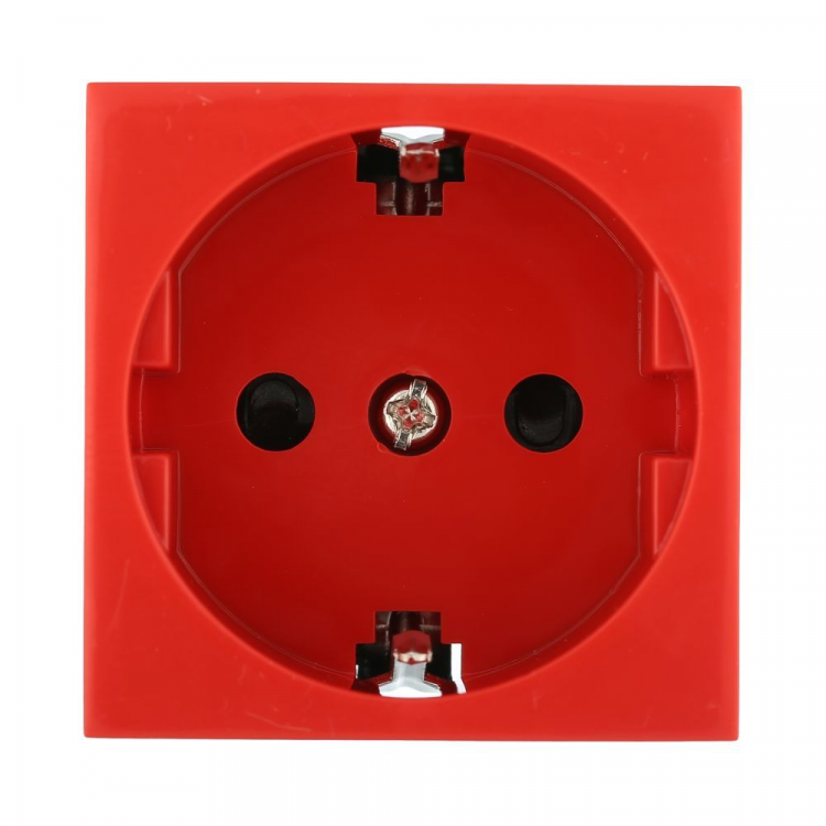 Розетка с заземлением Экопласт LK45, со шторками глянцевая красная