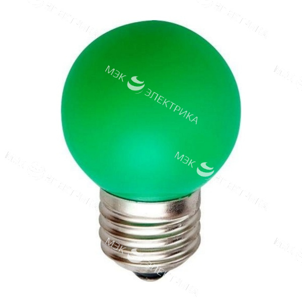 Лампа светодиодная E27- 1W- 5LED LB-37 (шар Зеленый) Feron