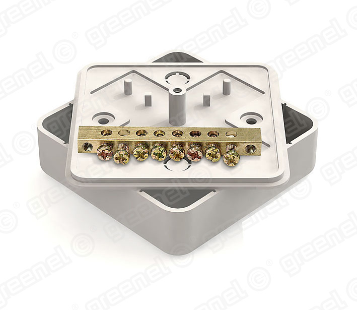 Коробка распаяч. 75х75х20 белая с общей шиной 6х9х8 (GE41214-01)