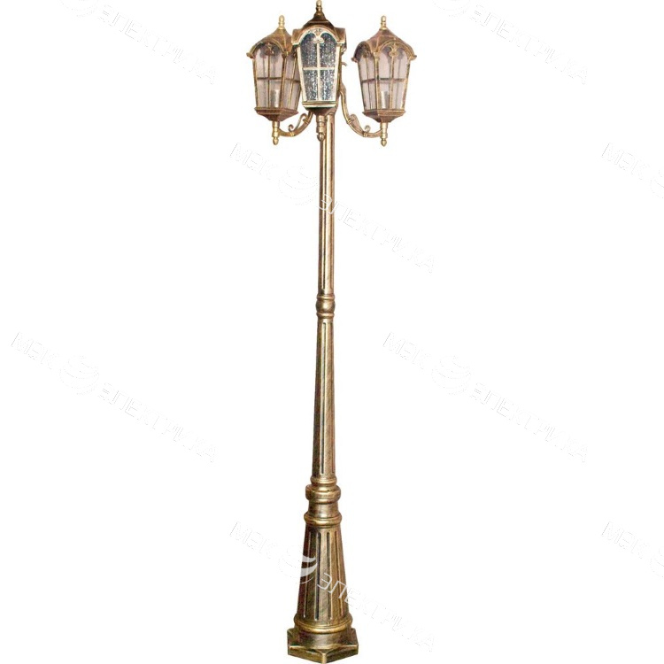 Светильник садово-парковый, 3*60W 230V E27 черное золото, PL110