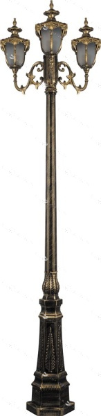 Светильник садово-парковый 3*60W 230V E27 черное золото, PL4049 "Флоренция" Feron