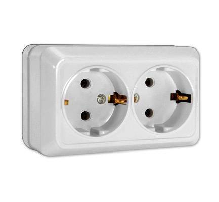 Евро.розетка 2м. о/п белый "Олимп"