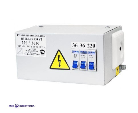 Ящик с понижающим трансформатором ЯТП - 0,25 220/24 IP65(2 авт) (225х150х125)