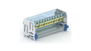 Шина нулевая в корпусе 2 шины по 11отв., крепление на DIN-рейку