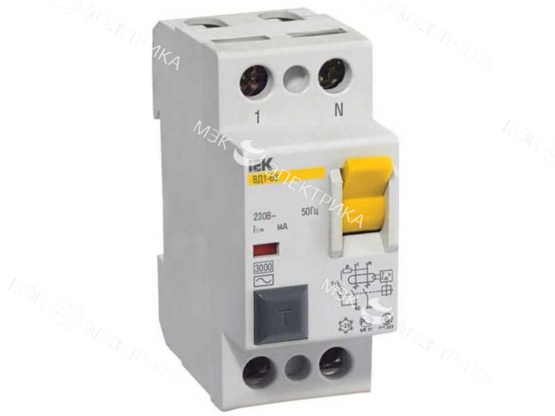 Выключатель дифференциального тока (УЗО) 2п 100А 100мА тип AC ВД1-63 IEK MDV10-2-100-100