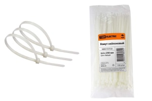 Хомут кабельный 3.6х250 нейл. бел. (уп.100шт) IEK UHH31-D036-250-100