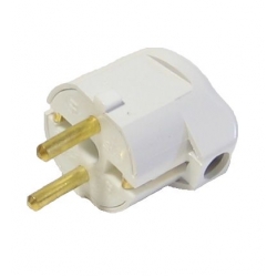 Вилка угловая с заземлением белая 16А 250В