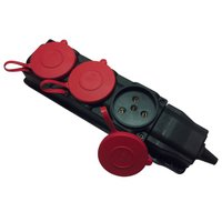 Колодка тройная с заглушками (каучук) 3P+E, 25A, 380V