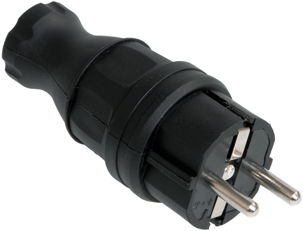 Вилка переносная (каучук) 2P+E, 16A, 220-240V, IP44