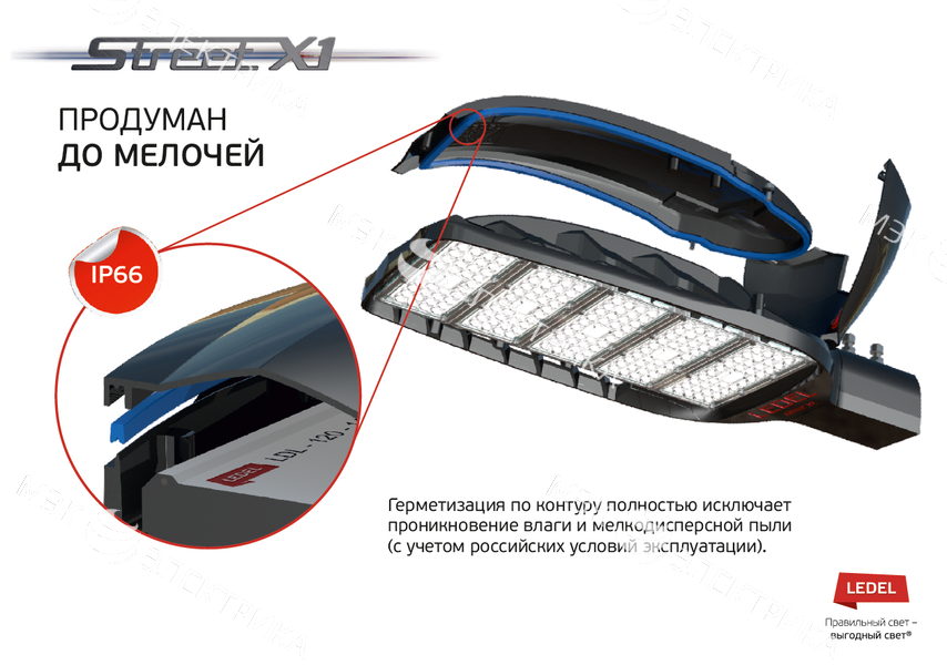 Светильник Street X1/33/Ш8M/5.0K/(К5)/KM/SKX-02/220AC IP66 поворотное крепление LEDEL SX1PKLRUS0040
