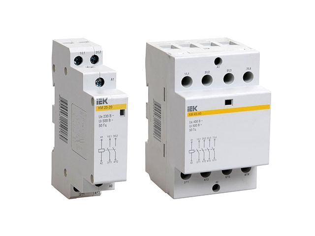 Контактор модульный КМ20-20 20А/2п 2НО 220В AC/DC IEK MKK10-20-20