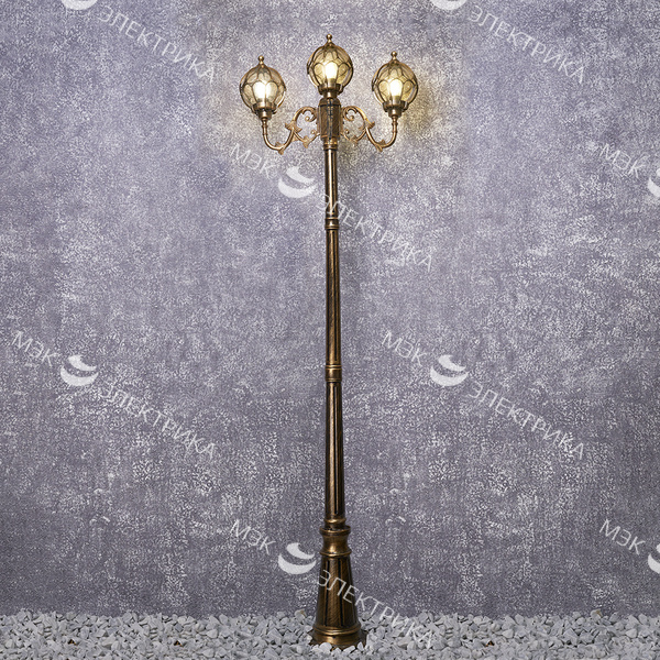 Светильник садово-парковый, 3*60W 230V E27 черное золото, IP44, PL3709