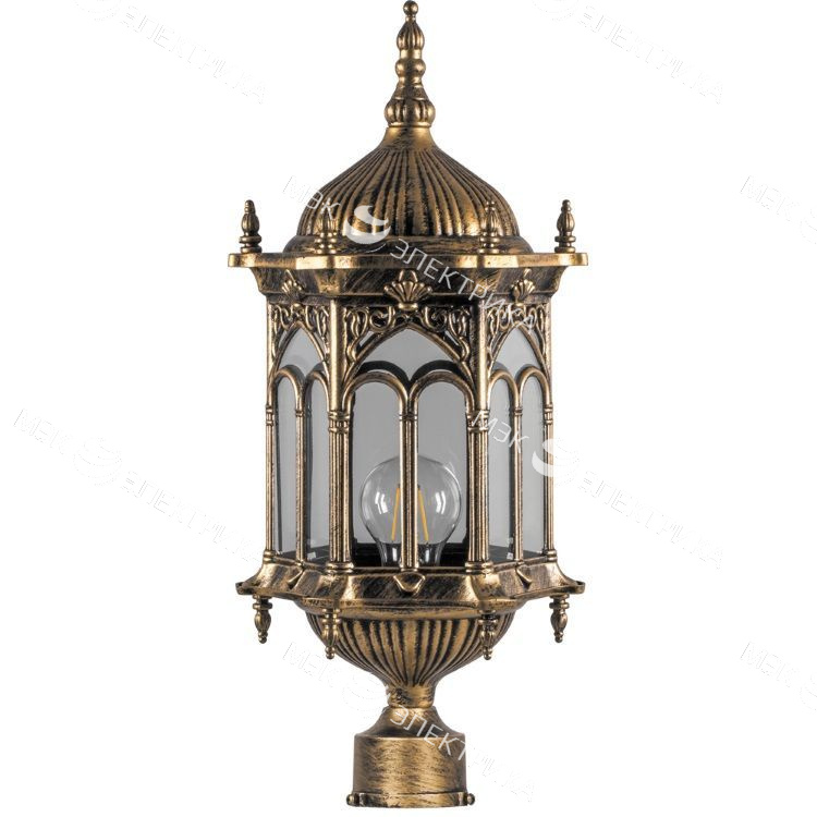 Светильник садово-парковый 60W 230V E27 черное золото, PL114 "Багдад" Feron