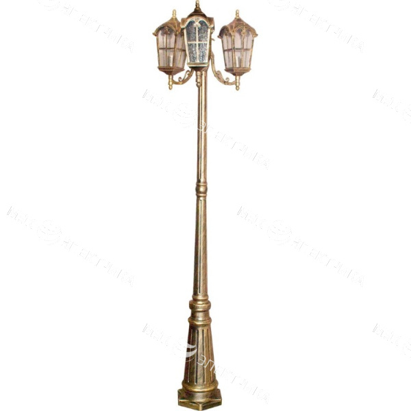 Светильник садово-парковый, 3*60W 230V E27 черное золото, PL110