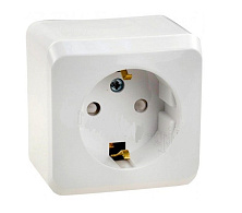 РОЗЕТКА «РОНДО IP44» О/У С ЗК (250В, 16А, ЗАЩИТН. ШТОРКИ) БЕЛЫЙ (max 15000)