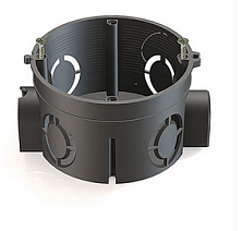 Коробка установочная D68x62мм для скрытого монтажа в кирпичных стенах (с саморезами) черная