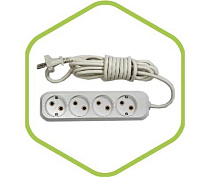 Удлинитель У-4-3 4-х местн 3м. АБС пластик ASD/ПВС 2х0.75